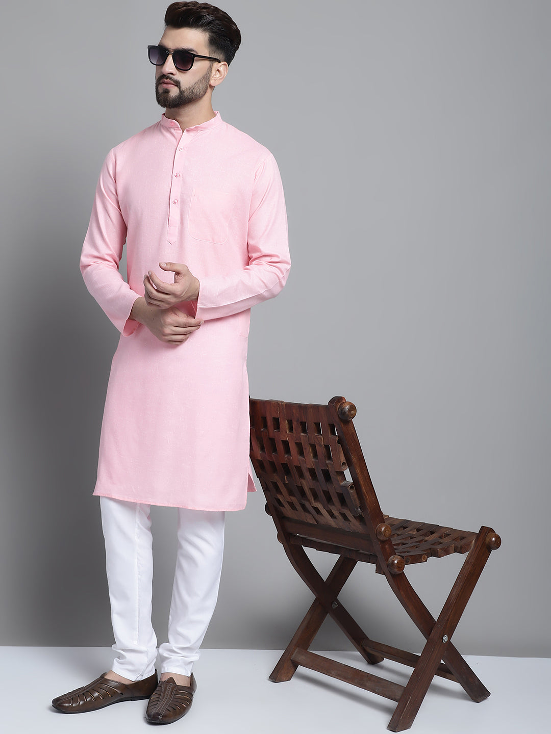 Men's Solid Pure Cotton Kurta With Pyjamas