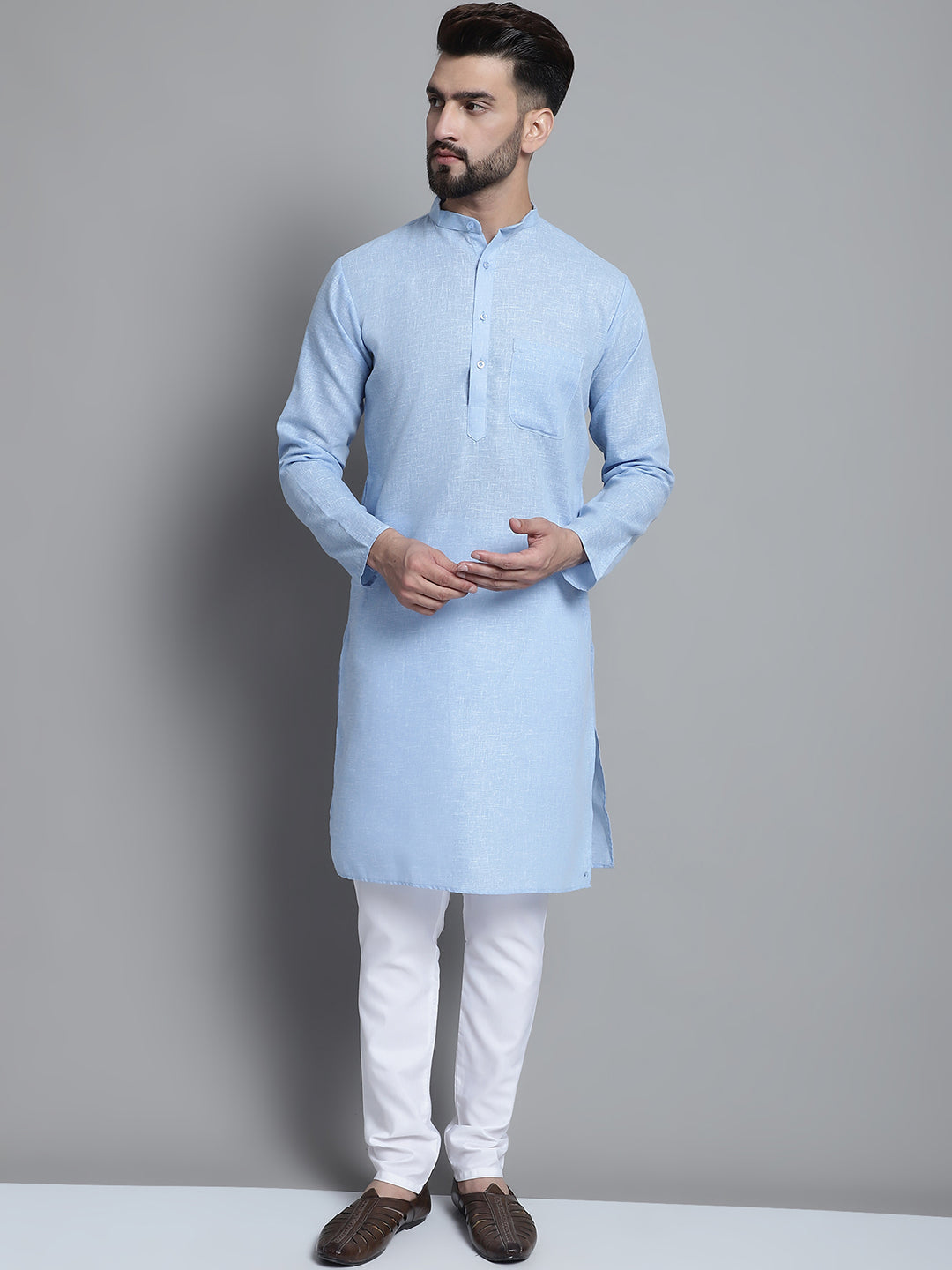 Men's Solid Pure Cotton Kurta With Pyjamas