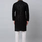 Men Black Embroidered Sequinned Kurta with Churidar