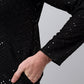 Men Black Embroidered Sequinned Kurta with Churidar