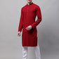 Men Navy Blue Embroidered Sequinned Kurta with Churidar