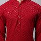 Men Navy Blue Embroidered Sequinned Kurta with Churidar