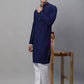Men Navy Blue Embroidered Sequinned Kurta with Churidar