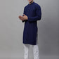 Men Navy Blue Embroidered Sequinned Kurta with Churidar