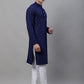 Men Navy Blue Embroidered Sequinned Kurta with Churidar