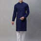 Men Navy Blue Embroidered Sequinned Kurta with Churidar