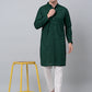 Men Olive Green Embroidered Sequinned Kurta with Churidar