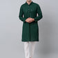 Men Olive Green Embroidered Sequinned Kurta with Churidar