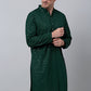 Men Olive Green Embroidered Sequinned Kurta with Churidar