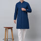 Men Peacock Blue Embroidered Sequinned Kurta with Churidar