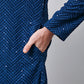 Men Peacock Blue Embroidered Sequinned Kurta with Churidar