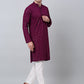 Men Purple Embroidered Sequinned Kurta with Churidar