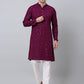 Men Purple Embroidered Sequinned Kurta with Churidar