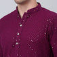 Men Purple Embroidered Sequinned Kurta with Churidar