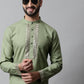 Men Pista Green Embroidered Mirror Work Kurta with Churidar