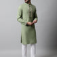 Men Pista Green Embroidered Mirror Work Kurta with Churidar