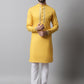 Men Yellow Embroidered Mirror Work Kurta with Churidar
