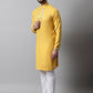 Men Yellow Embroidered Mirror Work Kurta with Churidar