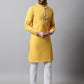 Men Yellow Embroidered Mirror Work Kurta with Churidar