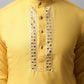 Men Yellow Embroidered Mirror Work Kurta with Churidar