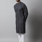 Men Navy Blue Foil Printed Kurta with Churidar