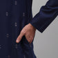 Men's Navy Blue Embroidered Straight Kurta Pyjama Set