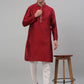 Men's Maroon Collar Embroidered Kurta Pyjama