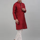 Men's Maroon Collar Embroidered Kurta Pyjama