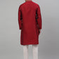 Men's Maroon Collar Embroidered Kurta Pyjama