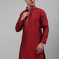 Men's Maroon Collar Embroidered Kurta Pyjama
