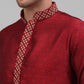 Men's Maroon Collar Embroidered Kurta Pyjama