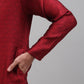 Men's Maroon Collar Embroidered Kurta Pyjama