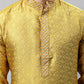 Men's Mustard Collar Embroidered Silk Jacquard  Kurta Pyjama ( JOKP P 692Mustard )