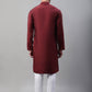 Men's Maroon Cotton Silk Mirror Work Kurta Pyjama