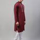 Men's Maroon Cotton Silk Mirror Work Kurta Pyjama