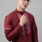 Men's Maroon Cotton Silk Mirror Work Kurta Pyjama