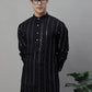 Men's Embroidered Mirror Work Kurta Payjama Sets ( JOKP P 694Black )