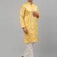 Men's Yellow Embroidered Kurta with Pyjama.