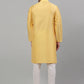 Men's Yellow Embroidered Kurta with Pyjama.