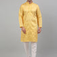 Men's Yellow Embroidered Kurta with Pyjama.