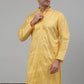 Men's Yellow Embroidered Kurta with Pyjama.