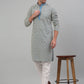 Men's Blue Embroidered Kurta with Pyjama.