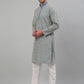 Men's Blue Embroidered Kurta with Pyjama.