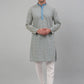 Men's Blue Embroidered Kurta with Pyjama.