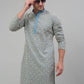 Men's Blue Embroidered Kurta with Pyjama.
