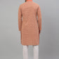 Men's Peach Embroidered Kurta with Pyjama.