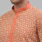 Men's Peach Embroidered Kurta with Pyjama.