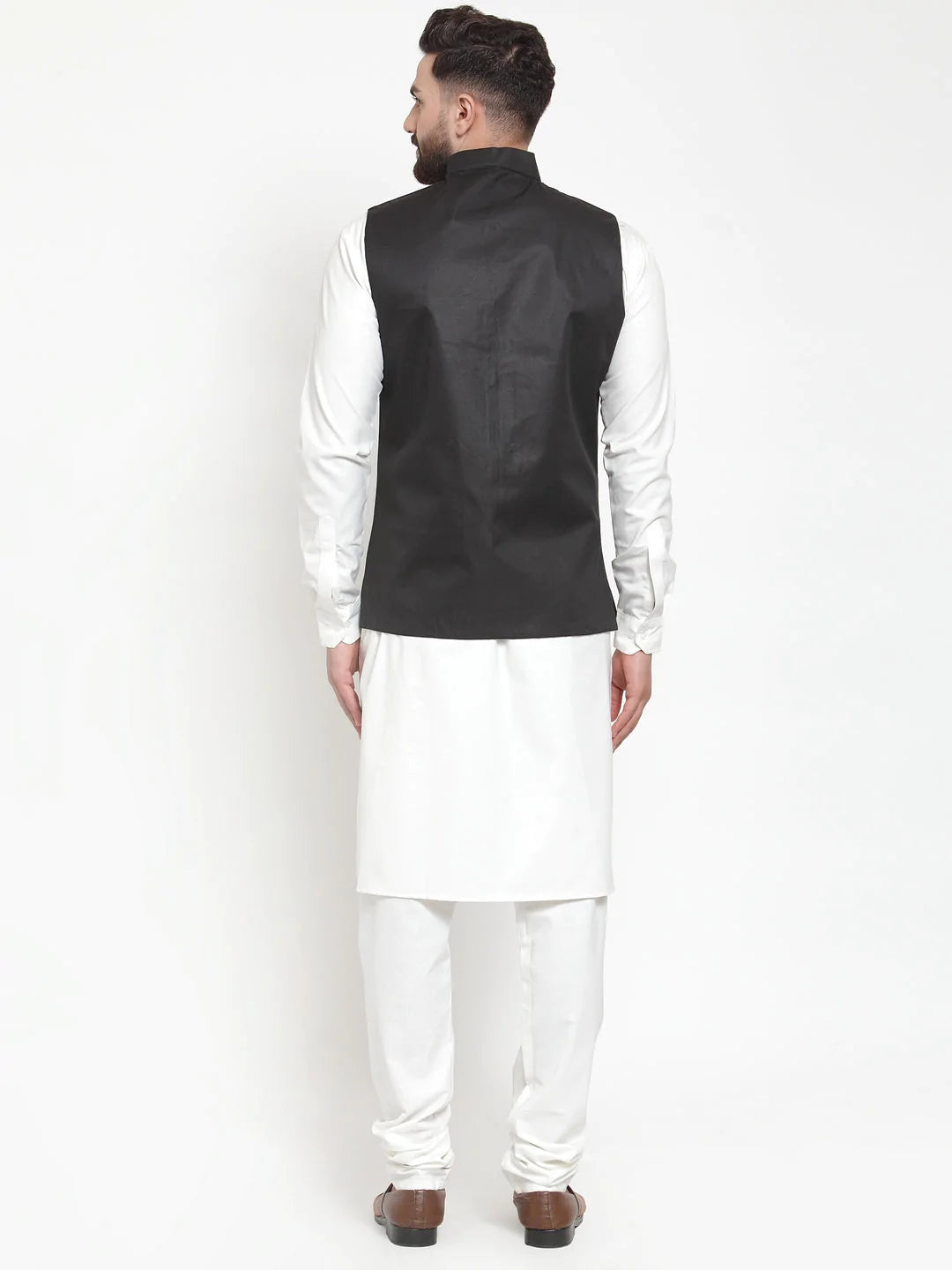 Jompers Men's Solid Kurta Pajama with Solid Waistcoat ( JOKP WC 4051Black )