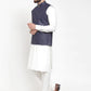 Jompers Men's Solid Kurta Pajama with Solid Waistcoat ( JOKP WC 4051Navy )