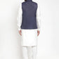 Jompers Men's Solid Kurta Pajama with Solid Waistcoat ( JOKP WC 4051Navy )